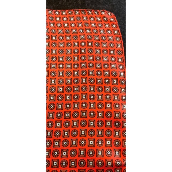 Vtg Men’s 1960″s Pocket Square Scarf Red Blue Geometric All Silk Stunning 24" - Picture 3 of 7